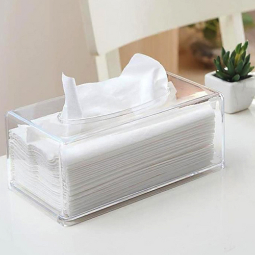 Porta Lenços Máscara Papel Interfolha Caixa Acrílico Cristal Transparente Lorben