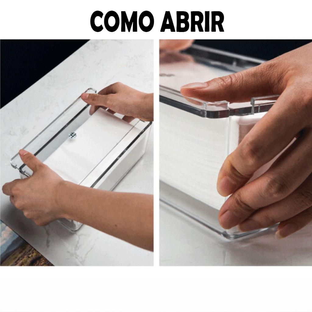 Porta Lenços Máscara Papel Interfolha Caixa Acrílico Cristal Transparente Lorben