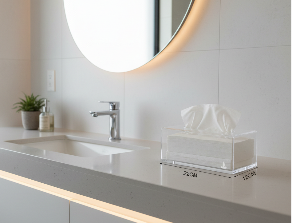 Porta Lenços Máscara Papel Interfolha Caixa Acrílico Cristal Transparente Lorben