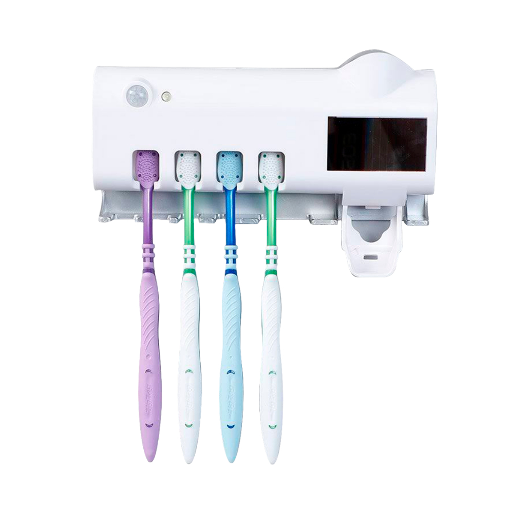 Suporte Dispenser de Escova e Pasta de Dentes Com Esterilizador UV Automático